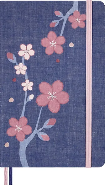 Книга для записей А5, 88 листов в линейку "Le Sakura Large", синяя, обложка текстиль, Moleskine - фото 8