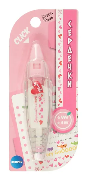 Корректор-лента "Сердечки" 6 мм х 4 м с рисунками для коррекции текста, творческих работ - фото 1