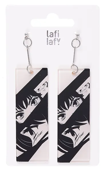 Серьги прямоугольные Аниме Глаза (ч/б) (7х2,5) Lafilaf - фото 1