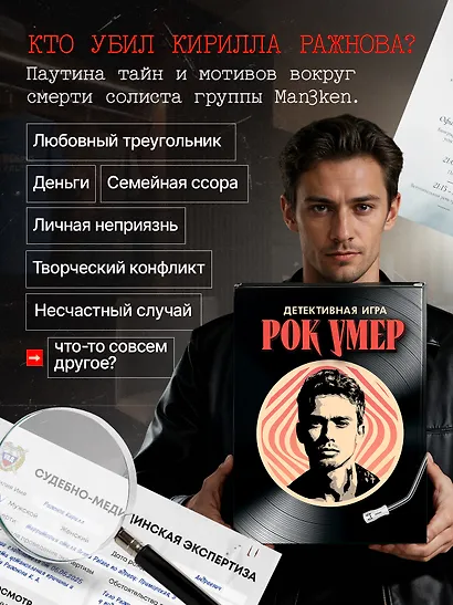 Настольная детективная игра 16+ "Рок умер" - фото 7