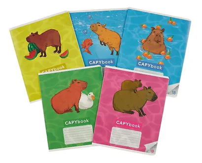 Тетрадь А5 18 листов "Капибары на природе" + ручка гелевая синяя пиши-стирай, + ручка шариковая синяя - фото 3