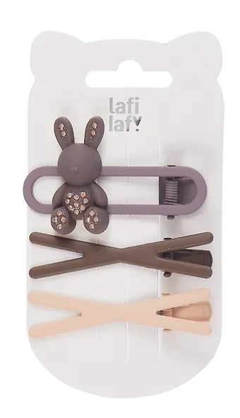 Набор заколок Зайчик и бантики матовые (3шт) (пластик) (6см) (12-03946-B87) (Lafilaf) - фото 8