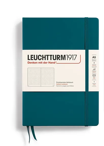 Книга для записей A5, 125 листов в точку "Classic", твердая обложка, тихоокеанский зеленый, Leuchtturm1917 - фото 1