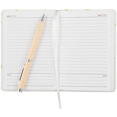 Ежедневник недат. А6 96л "Forest" белый, иск.кожа, интегр.переплет, тисн.фольгой, ляссе - фото 3