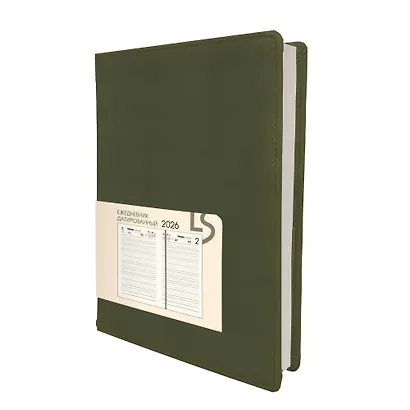 Ежедневник дат. 2026г. А5 176л "MAPLE" оливковый, 7Б, иск.кожа, обл.поролон, тв.переплет, тонир.блок, скругл.углы, ляссе, инд.уп - фото 4