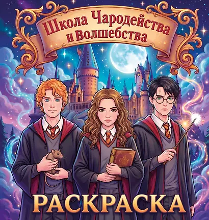Школа чародейства и волшебства. Раскраска - фото 1