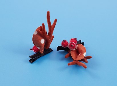 Заколки новогодние Рожки олененка с ушками и ягодами (2шт) (текстиль) (12-6142-HNY25) - фото 5