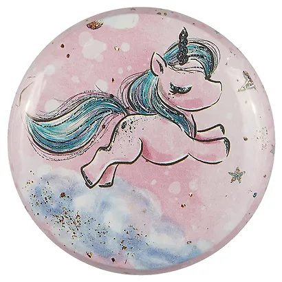 Шкатулка круглая Единорог Облака, Луна) (пастель с золотом) (металл) (7см) (12-09412-03563-37) - фото 3