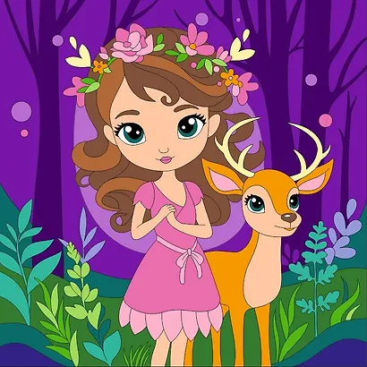 Набор для детского творчества LORI. Картина по номерам на холсте на подрамнике "Фея в лесу" - фото 1