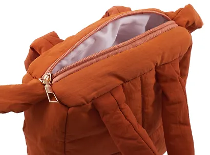 Сумочка дутая коричневая (текстиль) (20х20) (12-Jigi-2) - фото 9