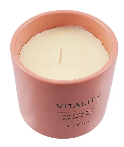 Свеча ароматическая в стакане Роза и Магнолия (керамика) (9х9) (250г) - фото 2