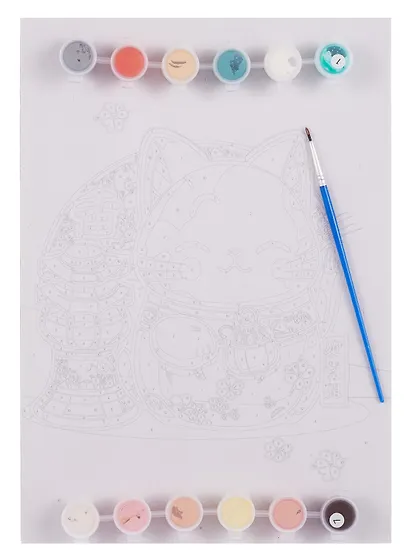 Картина по номерам "Кошка Манэки-нэко трехцветная" - фото 3