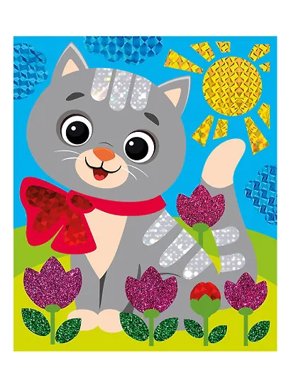 Набор для творчества. Аппликация фольгой "Котёнок" размер 138х165 мм. 6 цветов - фото 3