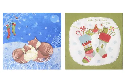 Салфетки для декупажа Рождественские чулки - 2 шт. P-310655/SDL058800 - фото 1