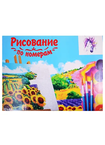 Набор для творчества Рыжий кот Холст с красками 30х40см по номерам (18 цв.) Фантастический единорог Х-6545 - фото 2