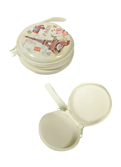 Монетница на молнии Париж (металл), d=7см, h=3см - фото 3