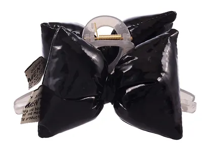 Заколка-крабик дутая Бантик (черная, металлик) (PU) (12см) (12-2025093-13) (Lafilaf) - фото 5