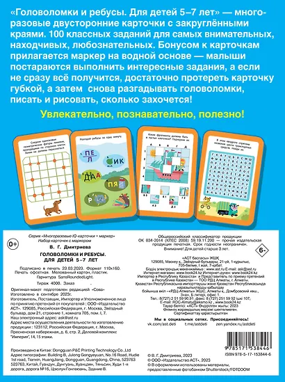 Головоломки и ребусы. Пиши-стирай. Для детей 5–7 лет - фото 2