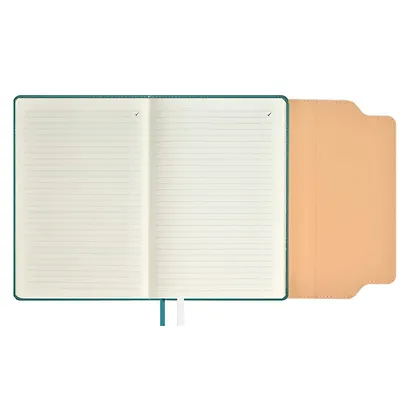 Ежедневник недат. А5 160л "Лейкер" зеленый, белый, бежевый, кожзам, тв.переплет, тиснение фольгой, карман, магн.клапан, офсет, ляссе - фото 5