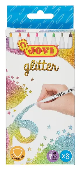 Фломастеры «Glitter» Carioca, 8 цветов, с блестками, смываемые - фото 5