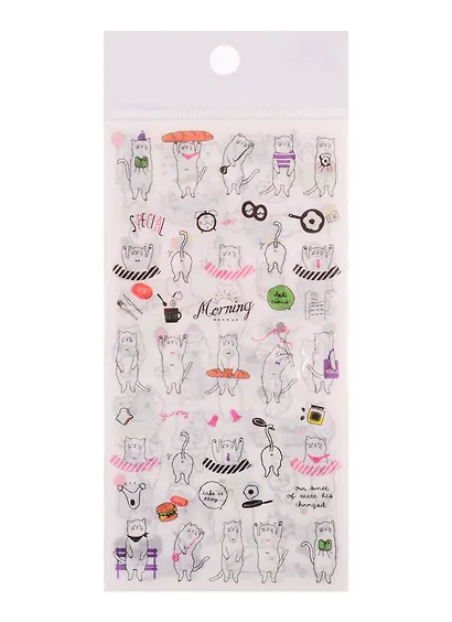 Наклейки Цветные коты бумажные , 9*17,5 (6 листов) - фото 1