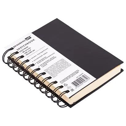 Скетчбук А6, 80 листов "Croco" черный, 140г/м2, слоновая кость, кожзам, гребень - фото 4