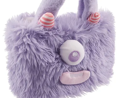 Сумка-шоппер плюшевая Монстрик (фиолетовая) (33х25) - фото 5