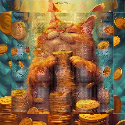 Алмазная мозаика "Кот с деньгами" 30*30 см - фото 1