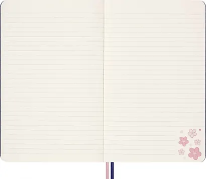Книга для записей А5, 88 листов в линейку "Le Sakura Large", синяя, обложка текстиль, Moleskine - фото 5