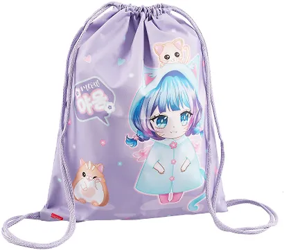 Мешок для сменной обуви "Девочка-кошка" 33 х 42 см, 1 отделение - фото 2