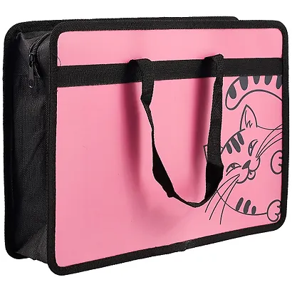 Папка для тетрадей А4 "Веселый кот" 34*25*8см пластик, молния, текст.ручки, расширение - фото 2