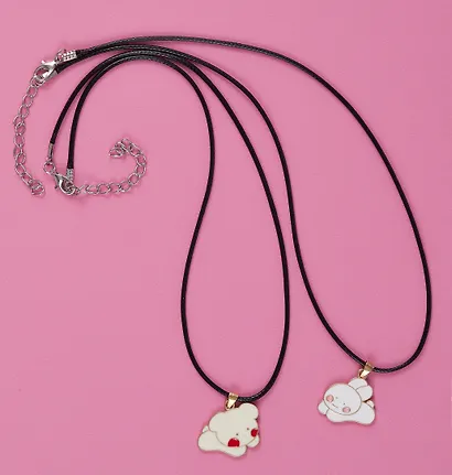 Набор парных кулонов «Kawaii Мишка и Кролик», текстиль, металл, Lafilaf - фото 2