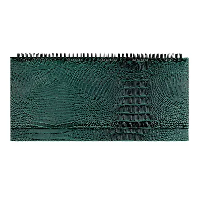 Планинг недат. 64л 390*180 "Аллигатор" зеленый, кожзам, тв.переплет, обл.поролон, офсет, настольный, откр.евроспираль, справ.мат-лы, ПВХ уп - фото 1