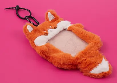 Чехол для карточек (картхолдер) Лиса (карабин) (плюш) (9х15) (12-Dongjin-D4) - фото 3