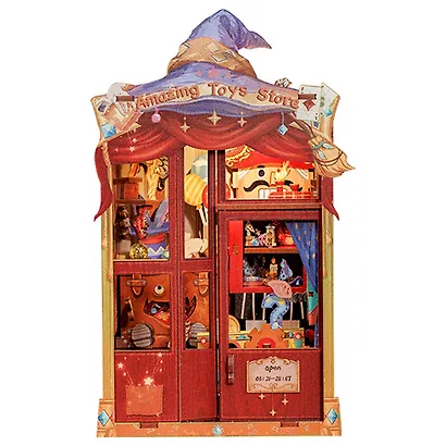 CWGA204 Конструктор интерьерный  – сборный домик CuteBee - Магазин Удивительных Игрушек, 107 деталей (материалы: дерево, картон, пластик, металл), со световыми эффектами (подсветка интерьера), с питанием от 2хААА батареек (не включены), серия DIY, возраст - фото 6