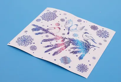 Новогоднее оконное украшение с раскраской Веточка и снежинки (15,5x17,5) (94293) - фото 4