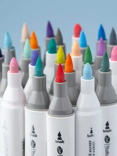 Маркер акриловый "Сонет" фиолетовый светлый, двусторонний, перо кисть/пуля - фото 2