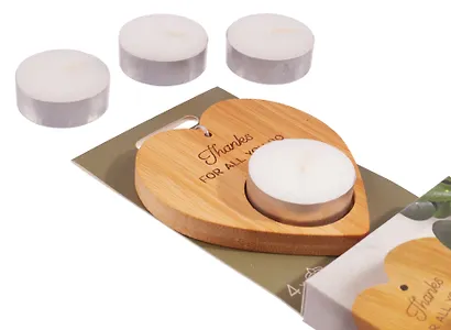 Набор чайных свечей с подсвечником Сердце Thank you (4 штуки) - фото 3