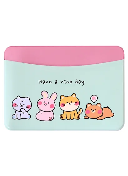 Чехол для карточек горизонтальный Kawaii Зверюшки Have a nice day - фото 1