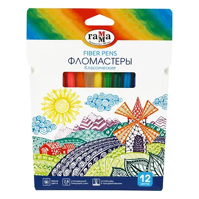Фломастеры 12 цветов "Классические", Гамма - фото 8