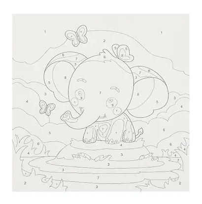 Картина по номерам детская (холст на подрамнике 20*20) "Слоник" - фото 2