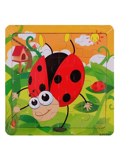 Развивающая рамка Божья коровка, дерево, 15х15 см XSY-040 - фото 1