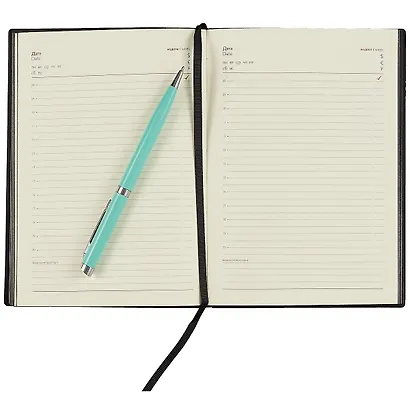 Ежедневник недат. А6+ 126*174 160л "Кассандра" черный, кожзам, мягкий переплет, блинт.тисн, тонир.блок, ляссе - фото 3