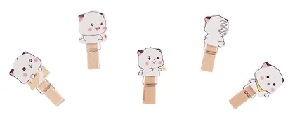 Прищепки декоративные с веревкой Белые котята (10шт) - фото 3