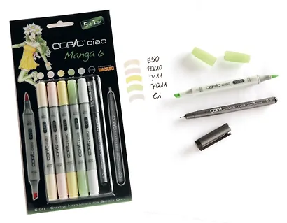 Набор маркеров Copic Ciao "Манга 6", 5 цветов + мультилинер 0.3 мм - фото 4