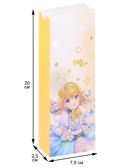 Пенал корпусный "Девушки аниме" на кнопке, ассорти - фото 2