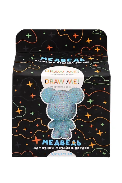 Алмазная мозаика на брелоке Draw Me! "Синий мишка", (5,5*4,5*7 см) - фото 1