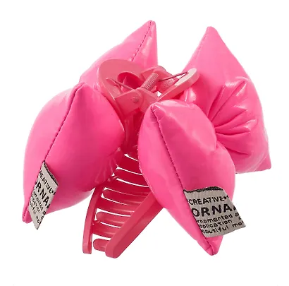 Заколка-крабик дутая Бантик (фуксия, металлик) (PU) (12см) (12-2025093-11) (Lafilaf) - фото 5