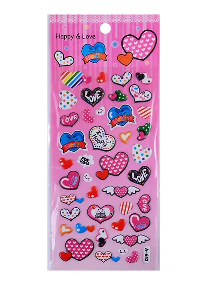 Стикеры зефирные Сердца микс A628-A643 - фото 1