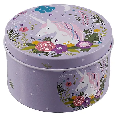 Шкатулка круглая Единорог (металл) (7,5см) - фото 1